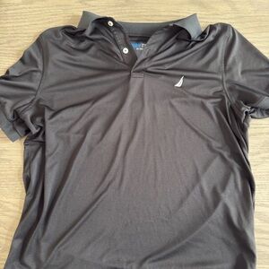 Nautica Mens Nav Tech Black Short Sleeve Polo Shirt Size Large